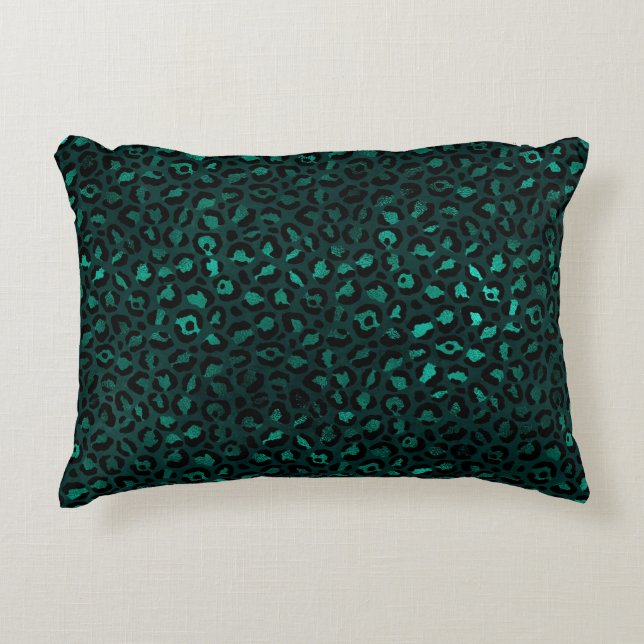 Teal and Gold Leopard Series Design 4  Decorative Cushion (Front)