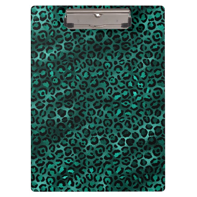 Teal and Gold Leopard Series Design 5 Clipboard (Front)
