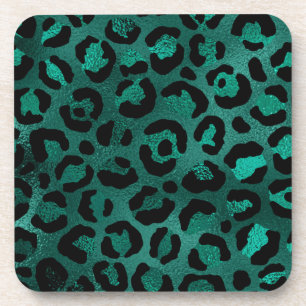 Teal and Gold Leopard Series Design 5 Coaster