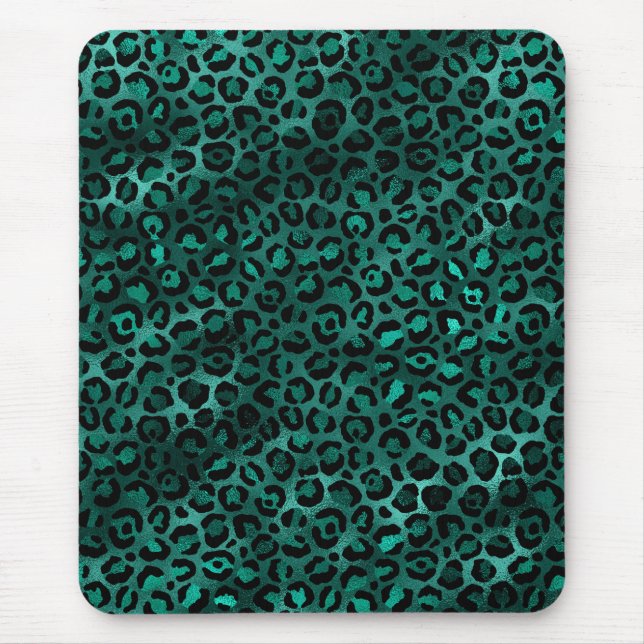 Teal and Gold Leopard Series Design 5 Mouse Pad (Front)