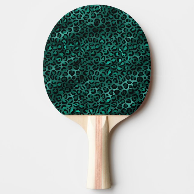 Teal and Gold Leopard Series Design 5  Ping Pong Paddle (Front)
