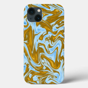 Teal And Gold Marble, iPhone 13 Case