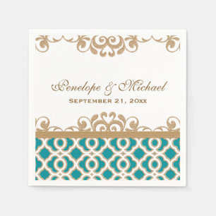 Teal and Gold Moroccan Wedding Napkin