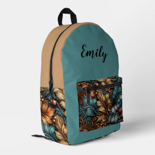 Teal and Gold, Paisley Printed Backpack