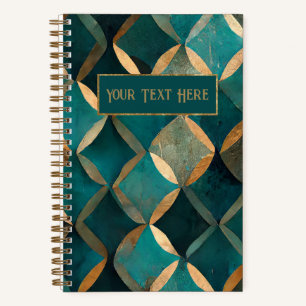 Teal and Gold Pattern Spiral Notebook