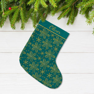 Teal and Gold Personalised Large Christmas Stocking