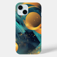 Teal and Gold Sphere Abstract