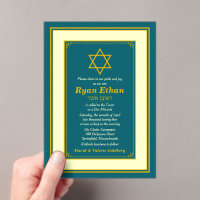 Teal and Gold Star of David Bar Mitzvah