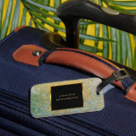 Teal and gold stone geode elegant luggage tag<br><div class="desc">Stylish sophisticated original style.
Elegant teal and gold,  stone,  geode,  with gold black frame design.
You can easily add your own name.</div>