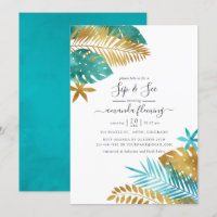 Teal and Gold Tropical Sip and See