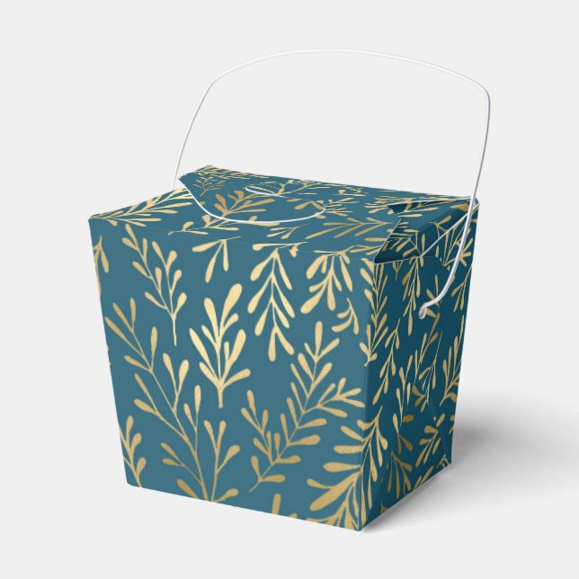 Teal and Gold Vintage Nautical Favour Box (Front Side)