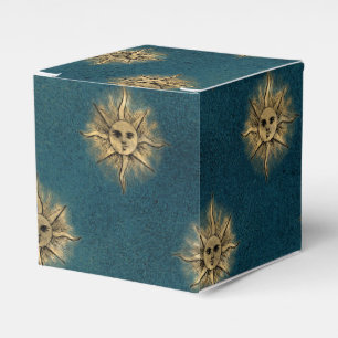 Teal and Gold Vintage Sun Favour Box