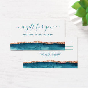 Teal And Gold Watercolor Gift Card