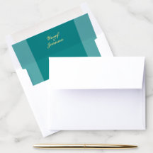 Teal and Gold Wedding Couple Envelope Liner