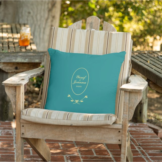 Teal and Gold Wedding Cushion (Chair)