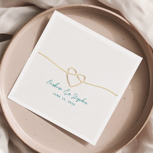 Teal and Gold Wedding Napkin (Creator Uploaded)