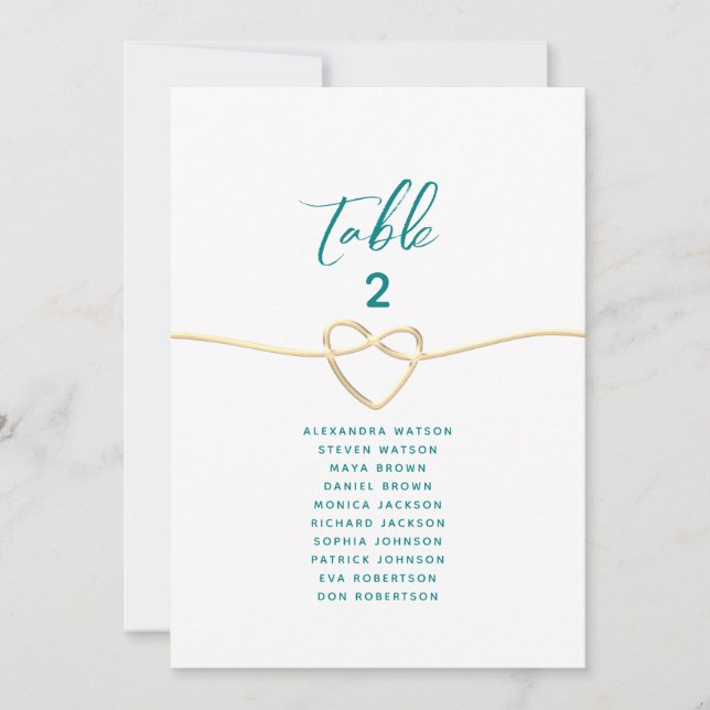 Teal and Gold Wedding Seating Chart (Front)