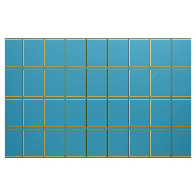 Teal and Gold Windowpane Check Fabric (Fat Quarter)