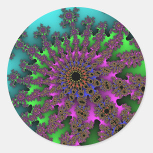 Teal and Green Burst Classic Round Sticker