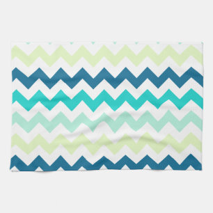 Teal and Green Chevron Tea Towel