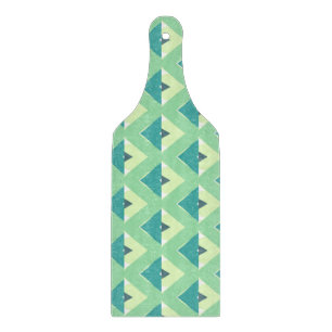 Teal and Green Diamond Geometric Pattern Cutting Board