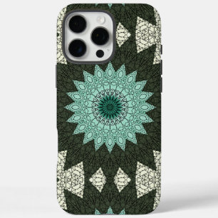 Teal and Green Geometric Mandala Pattern iPhone 16 Pro Max Case