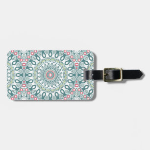 Teal and Green Global Style Medallion Luggage Tag