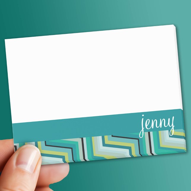 Teal and Green jenny Post-it Notes (Custom Post It Note Pad)