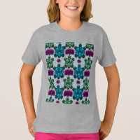 Teal and green sea turtles lotus pattern