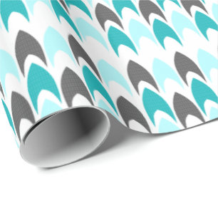 Teal and Grey Arrowheads Pattern Wrapping Paper