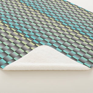 Teal and Grey Chequered Blanket