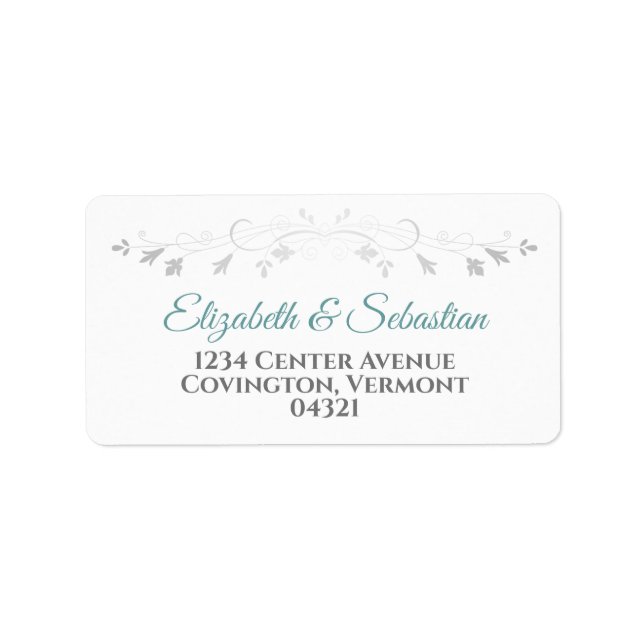 Teal and Grey Elegant Wedding Address Label (Front)