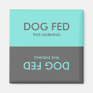 Teal and Grey Feed Dog Pet Reminder Magnet