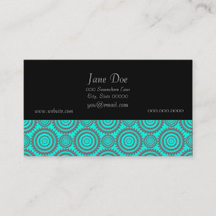 Teal and Grey Geometric Pattern Kaleidoscope Art Business Card