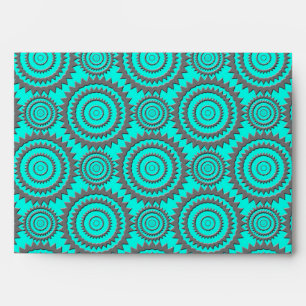 Teal and Grey Geometric Pattern Kaleidoscope Art Envelope