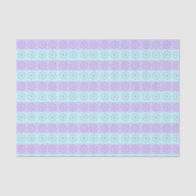 Teal and Lavender Floral  Tissue Paper (Front)
