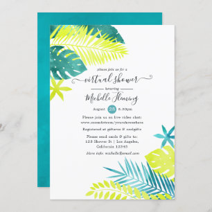Teal and Lemon Tropical Virtual Shower Invitation
