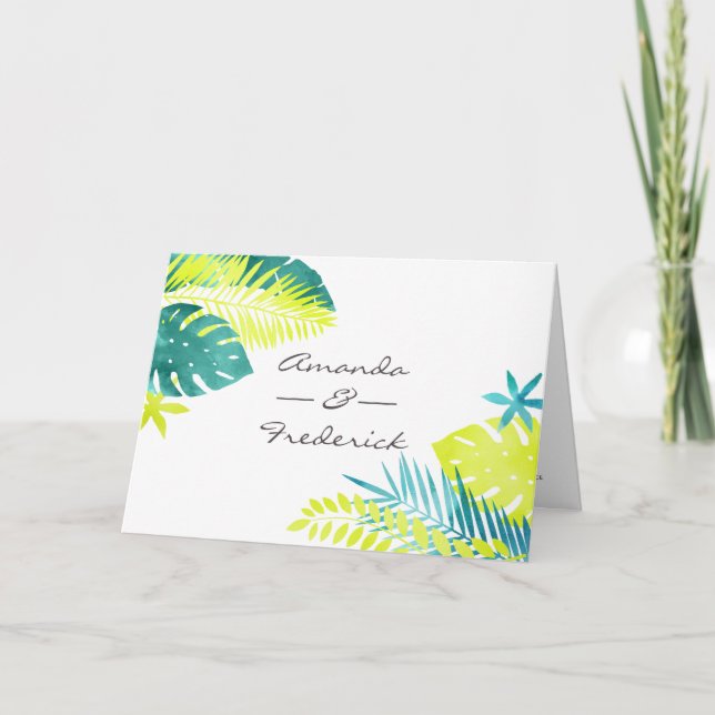 Teal and Lemon Tropical Wedding Programme (Front)
