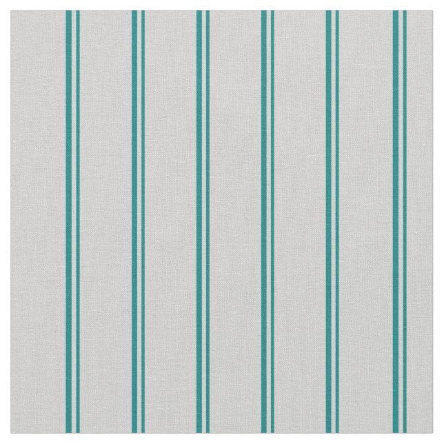 Teal and Light Grey Stripes Fabric (Close Up)
