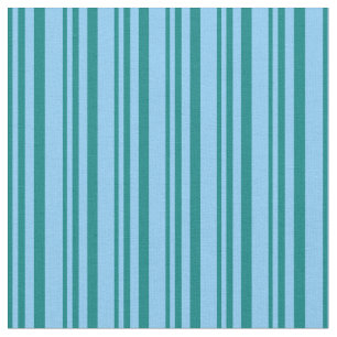 Teal and Light Sky Blue Coloured Stripes Fabric