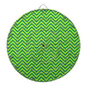 Teal And Lime Green Chevron Pattern Dartboard