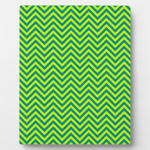 Teal And Lime Green Chevron Pattern Plaque