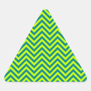 Teal And Lime Green Chevron Pattern Triangle Sticker