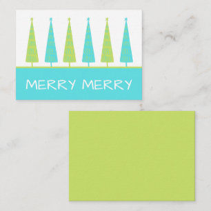 Teal and Lime Green Christmas Trees Personalised Card