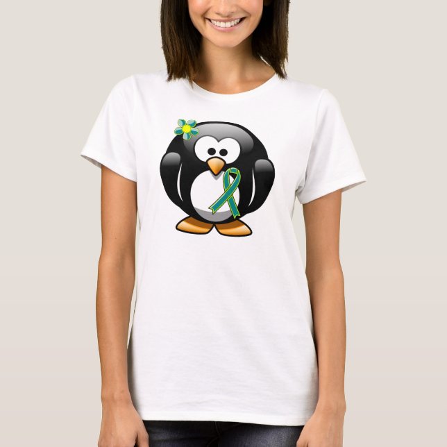 Teal and Lime Green Penguin T-Shirt (Front)
