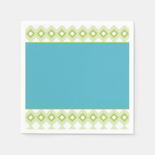 Teal and Lime Patterned Paper Cocktail Napkins