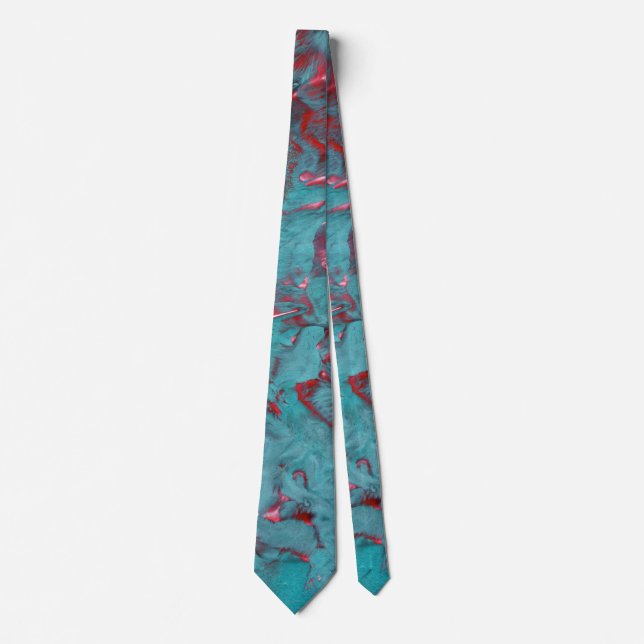Teal and Magenta Swirled Marble Tie (Front)