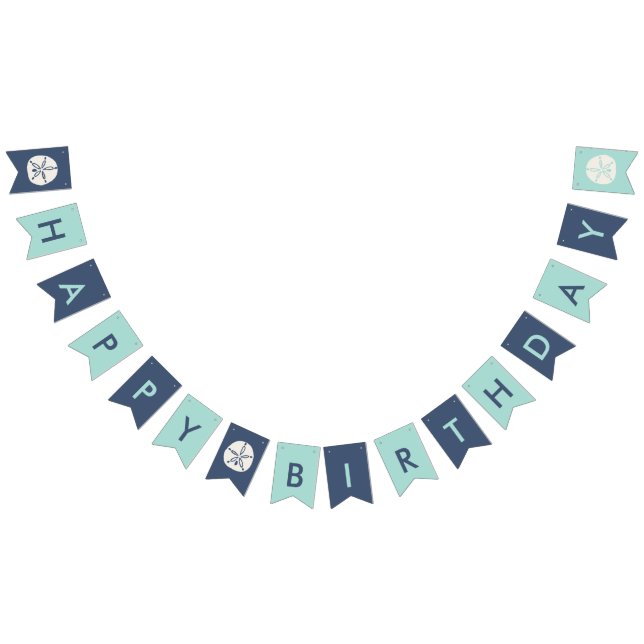 Teal and Navy Sandollar Birthday Banner (All)