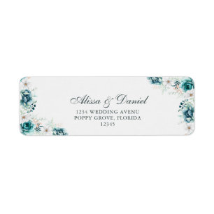 Teal and Off-White Wildflowers Return Address