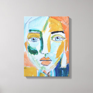 Teal and Orange Abstract Woman Portrait Canvas Print